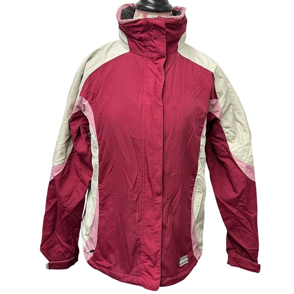 💗 L.L. Bean S Women’s Nylon Ski Jacket – Pink & Beige Two-Tone Winter Coat